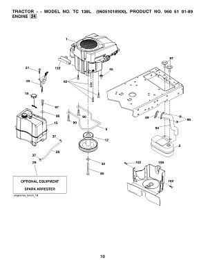 Деталировка двигатель ENGINE Husqvarna TC 138L 96051018900