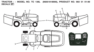 Деталировка наклейки DECALS Husqvarna TC 138L 96051018900
