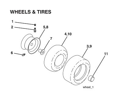 Деталировка шины и колеса WHEELS TIRES Husqvarna TC 138L 96051018900