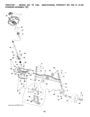 Деталировка рулевое управление STEERING ASSEMBLY Husqvarna TC 138L 96051018900