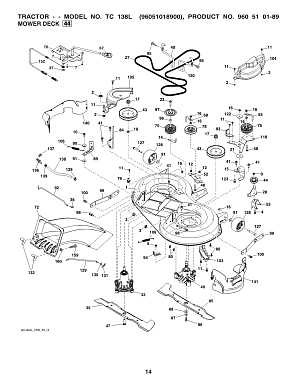 Деталировка дека косильная MOWER DECK Husqvarna TC 138L 96051018900