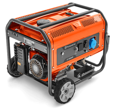 Генератор Husqvarna G5500P (Двигатель Husqvarna, 389cм3, ручной запуск + от аккумулятора (опция), 5.5 кВт(макс.), 230В, 50Гц, 1 фаза, преобразователь 12В)