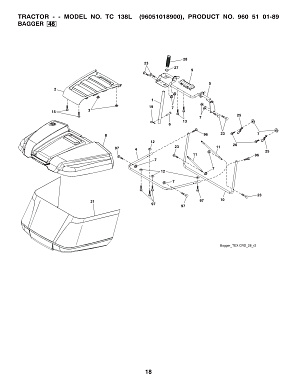 Деталировка травосборник BAGGER Husqvarna TC 138L 96051018900