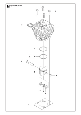 Запчасти цилиндр поршень CYLINDER PISTON Husqvarna 143R II